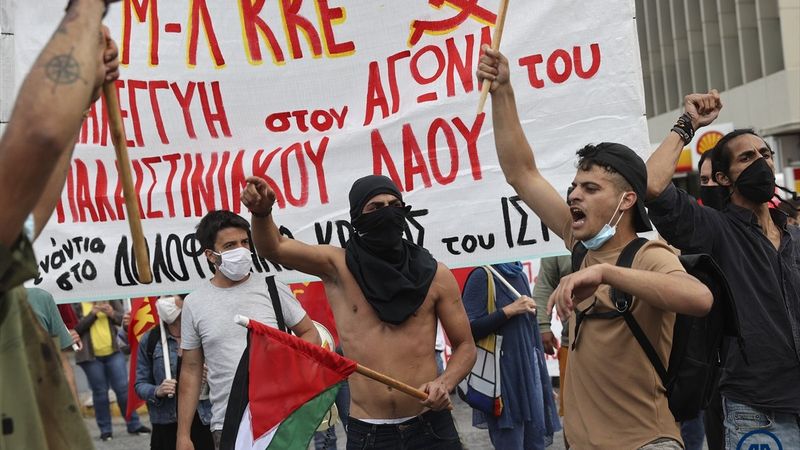 Yunanistan'da İsrail'i protesto eden göstericilere polis müdahalesi