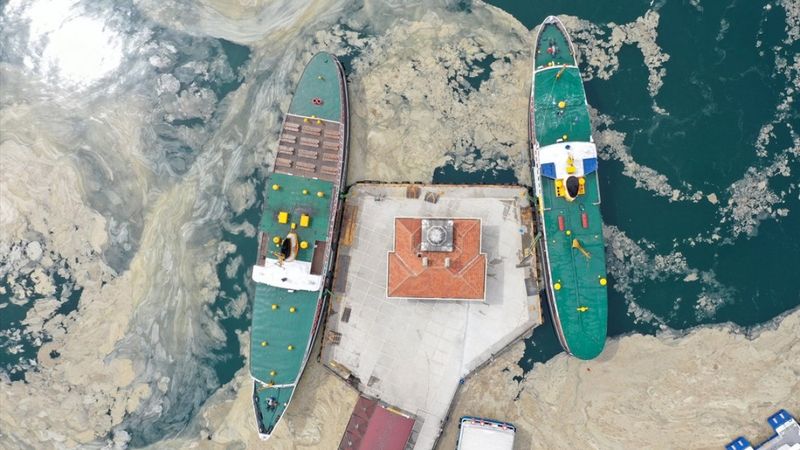 Marmara Denizi'ni deniz salyaları kapladı