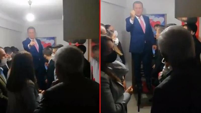 Mustafa Sarıgül sandalyenin üzerine çıkıp konuştu