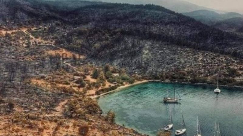 Yangın sonrası Bodrum Çökertme Koyu