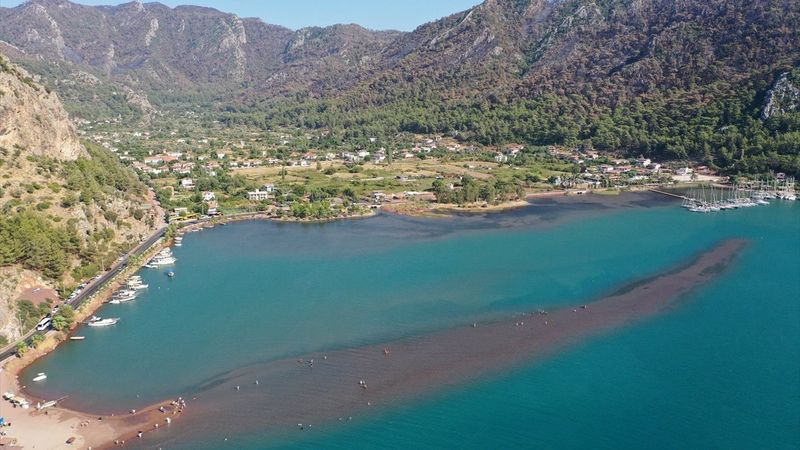 Marmaris Kızkumu Plajı çevresinde yanan ormanlık alanlar havadan görüntülendi