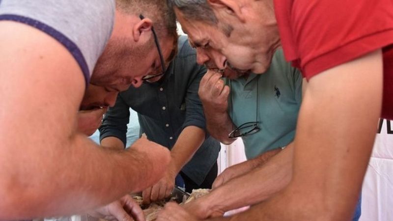 Tekirdağ'da oğlak yakalama ve yeme yarışması