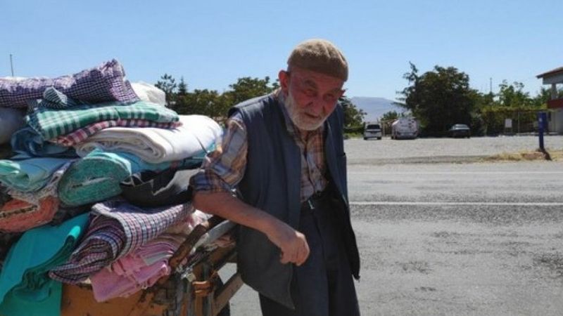 Kayseri'de 88 yaşındaki çerçici, her gün kilometrelerce yol gidiyor