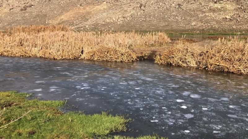 Kars eksi 12 dereceyi gördü: Dereler buz tuttu