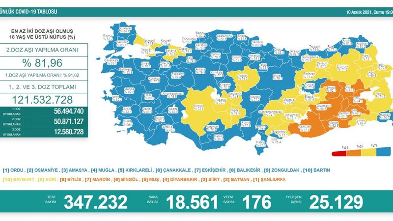 10 Aralık Türkiye'de koronavirüs tablosu