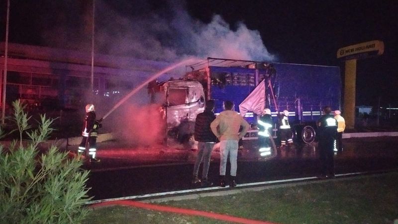 Muğla'da sebze ve meyve yüklü kamyon alev topuna döndü