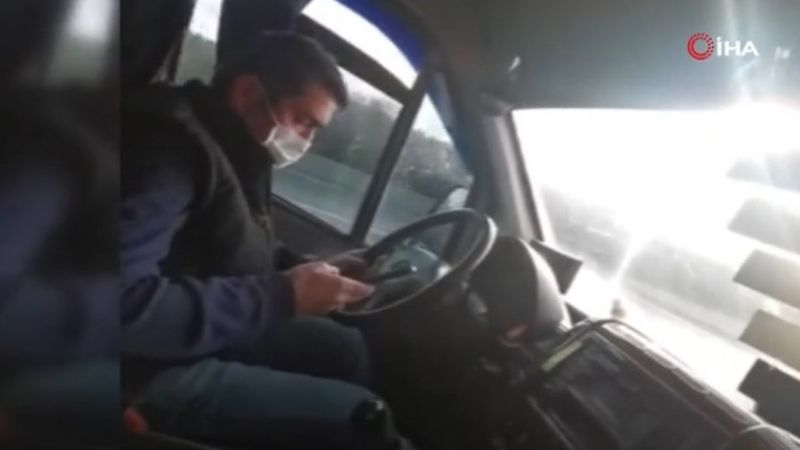 Ankara'da dolmuş sürücüsü, seyir halindeyken dakikalarca cep telefonunu kullandı