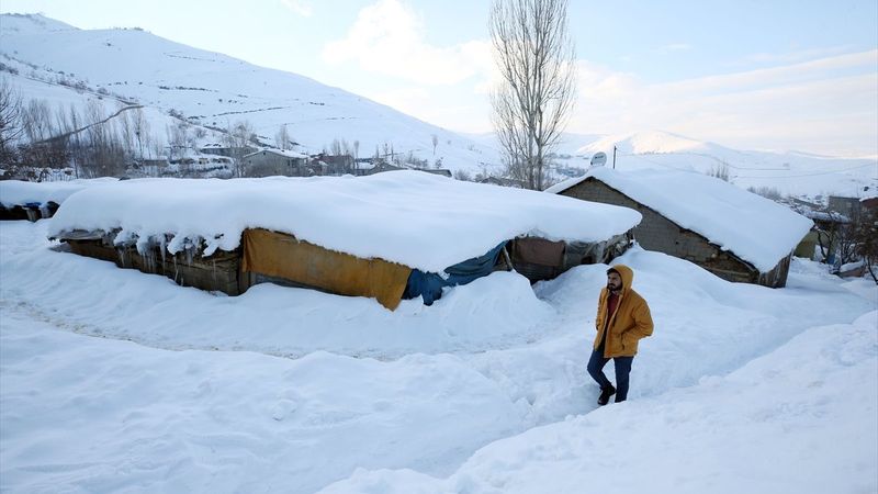 Muş'ta kara gömülen evlerde hayat