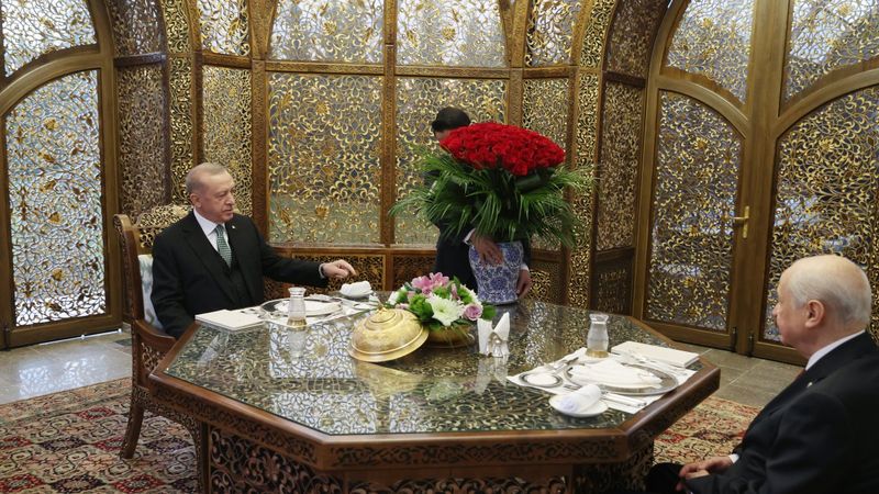 Devlet Bahçeli'den Cumhurbaşkanı Erdoğan'a 99 gül hediyesi