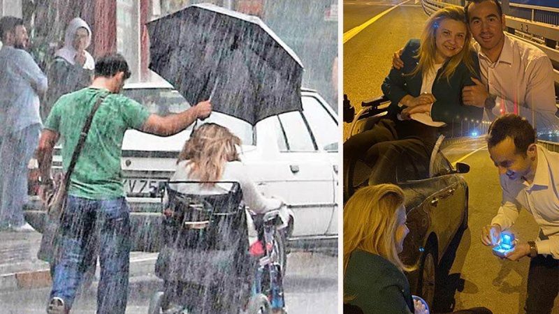 AK Partili Bennur Karaburun, kendisine şemsiye tutan Samet Ateş ile evleniyor