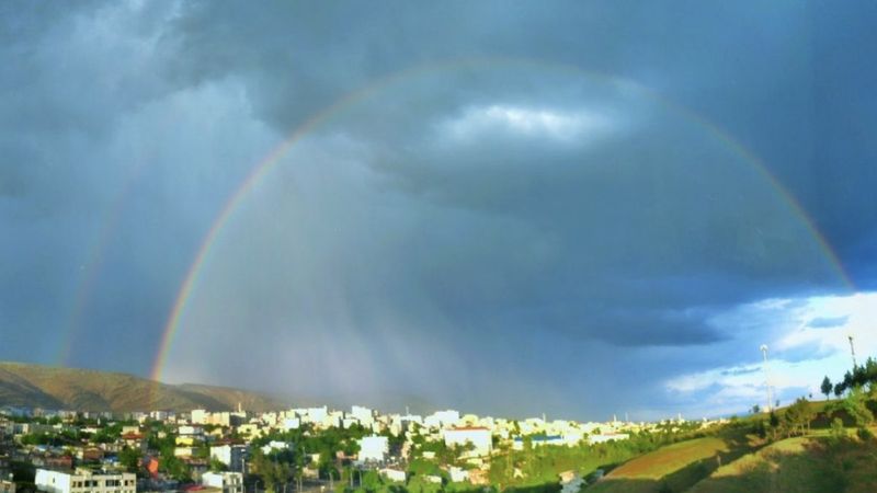 Diyarbakır'da yağmur sonrası büyüleyen gökkuşağı