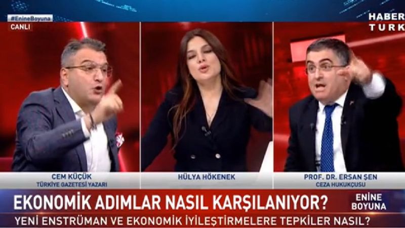 Habertürk'te konukları susturamayan moderatör, seslerini kıstırdı