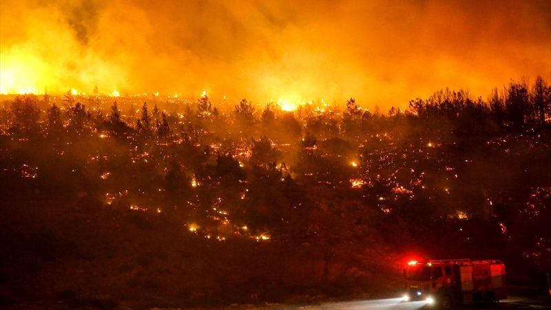 Mersin'de orman yangını: 110 ev tahliye edildi