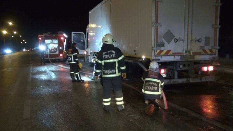 Kırıkkale'de dinamit yüklü kamyonda yangın