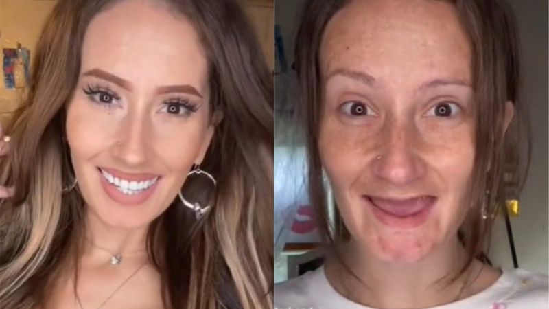 Makyajla kendisini adeta yeniden tasarlayan kadın