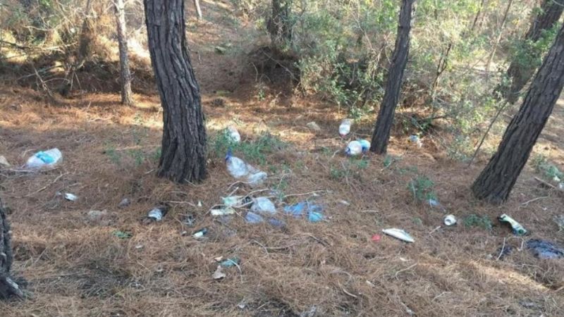 Antalya'da mantar toplayan vatandaşların bıraktığı çöpler, tepki topluyor