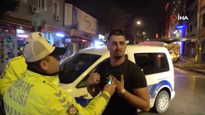 Bursa'da polislerle alkollü sürücünün zor anları