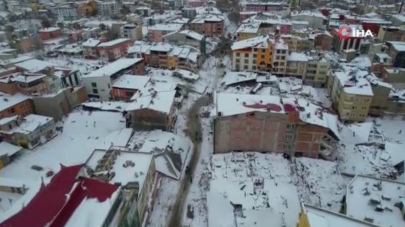 Elbistan'daki yıkımın havadan görüntüsü