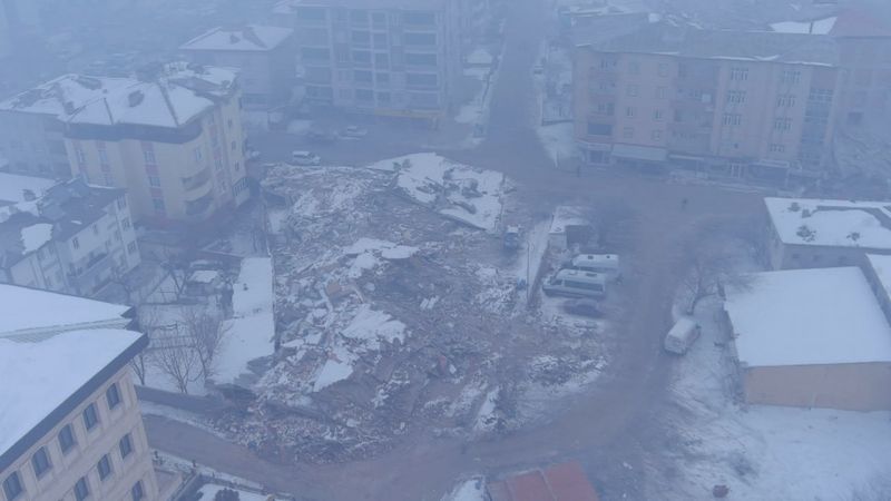 Elbistan'daki yıkımın havadan görüntüsü