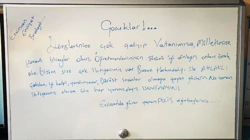 İslahiye'de görev yapan polislerden öğrencilere duygulandıran not