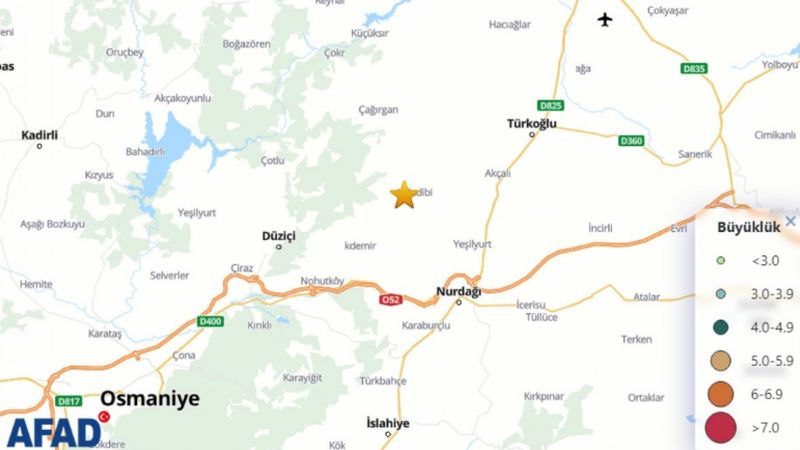 Kahramanmaraş'ta 4.1 büyüklüğünde deprem