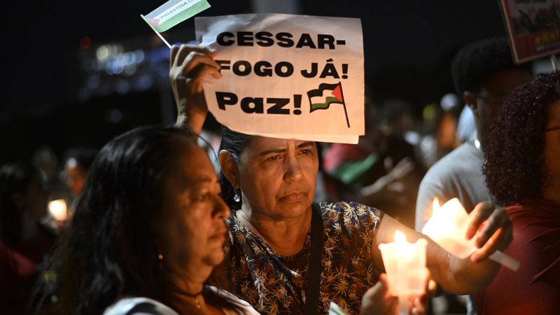 Brezilya'da Filistin'e destek gösterisi