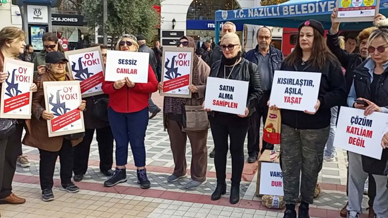 Aydın'da hayvanseverler eylem düzenledi: 'Başıboş insan sorunu var'