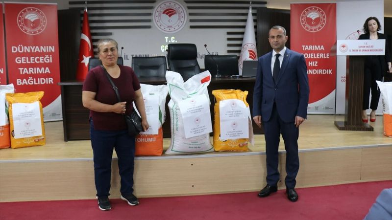 Leblebinin başkenti Çorum'da üreticilere 124 ton nohut tohumu dağıtıldı