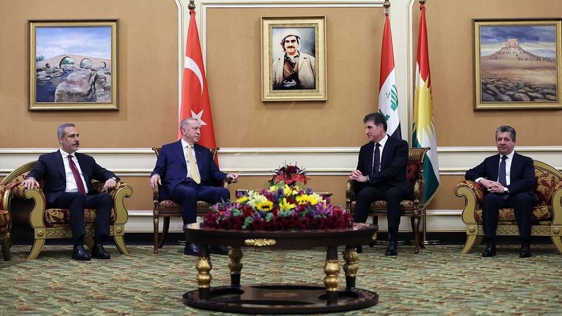 Cumhurbaşkanı Erdoğan, Neçirvan Barzani ve Mesrur Barzani ile görüştü