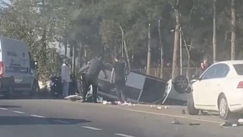 Bursa'da takla atan araçtan sağ çıkan sürücü