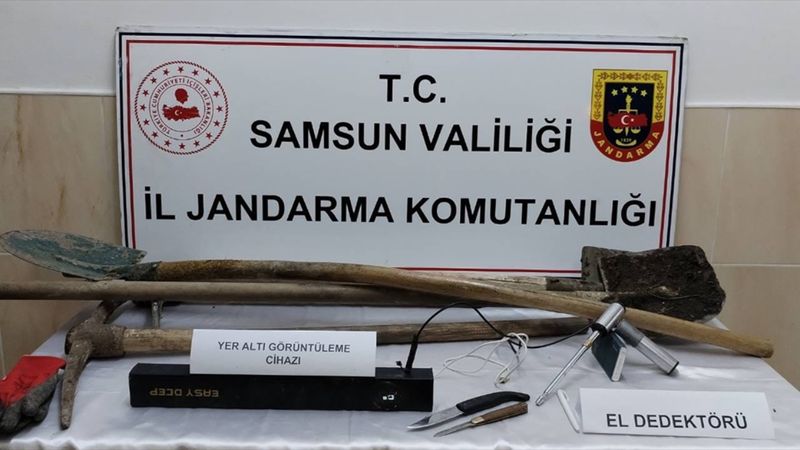 Samsun'da kaçak kazı yapan 5 şüpheli suçüstü yakalandı