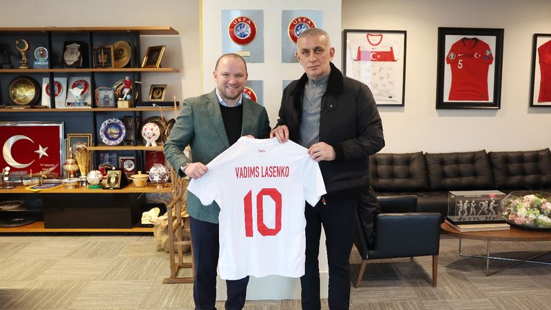Letonya Futbol Federasyonu Başkanı'ndan, İbrahim Hacıosmanoğlu'na ziyaret
