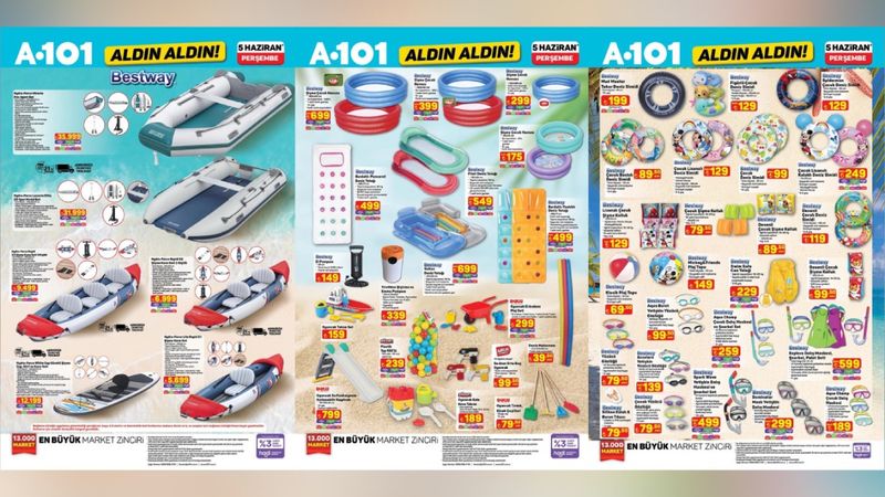 A101’de plaja hazırlık başlıyor: Şişme havuz 175 TL, deniz simidi 89 TL, kolluk 79 TL…