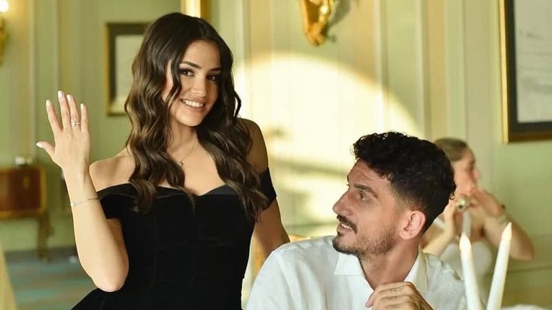Oyuncu Hazal Çağlar ile futbolcu Samet Akaydin nişandan sonra tatile çıktı