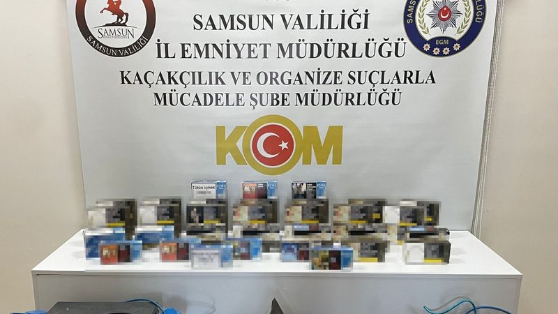 Samsun'da kaçak makaron ve sigara sarma makinesi bulundu