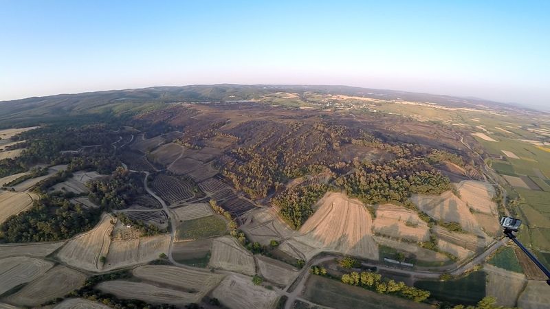 Edirne’deki orman yangınında zarar gören alanlar görüntülendi