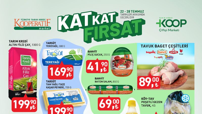 Tarım Kredi'de kat kat fırsatlar: Çay, tereyağı, peynir, tavuk! 22-28 Temmuz'da...