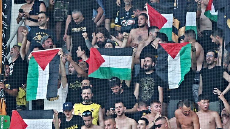 Yunanistan'da oynanan maçta Filistin unutulmadı: İsrailli taraftarları çıldırttılar