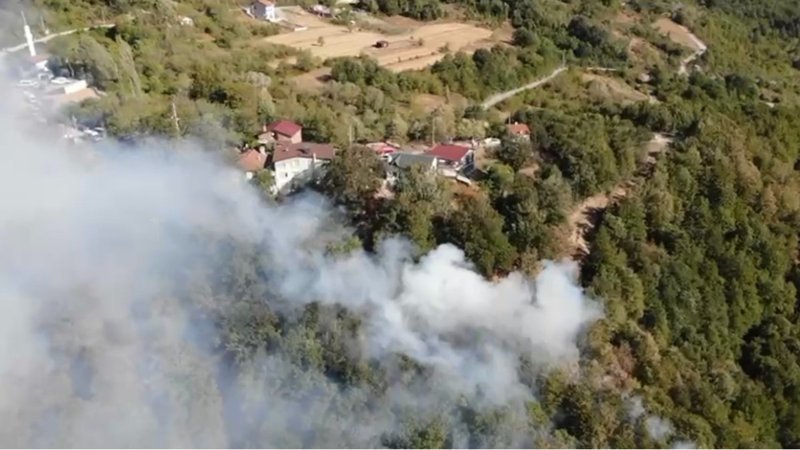 Kocaeli'de yangın bölgesi havadan görüntülendi