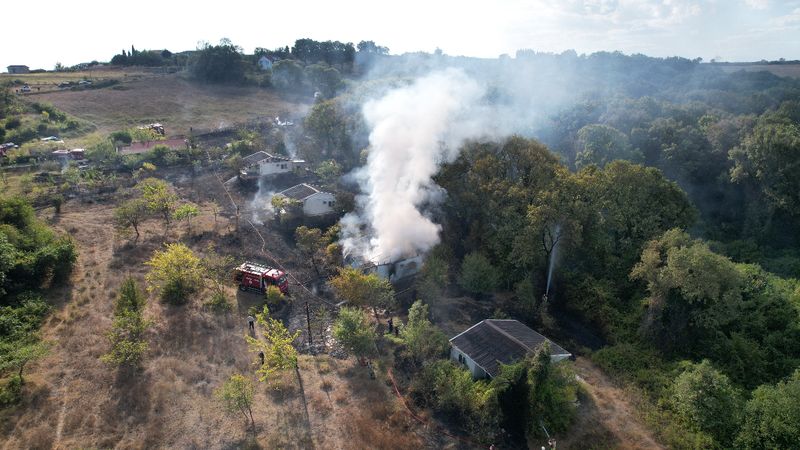 İstanbul'da çayırlık alanda çıkan yangın evlere ve ormana sıçradı