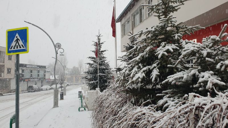 Van'da kar yağışı etkisini gösterdi: İlçe merkezi beyaza büründü