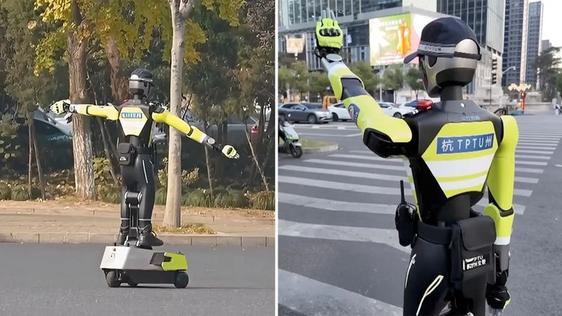 Çin'de insansı robotlar trafik polisi olarak kullanılıyor
