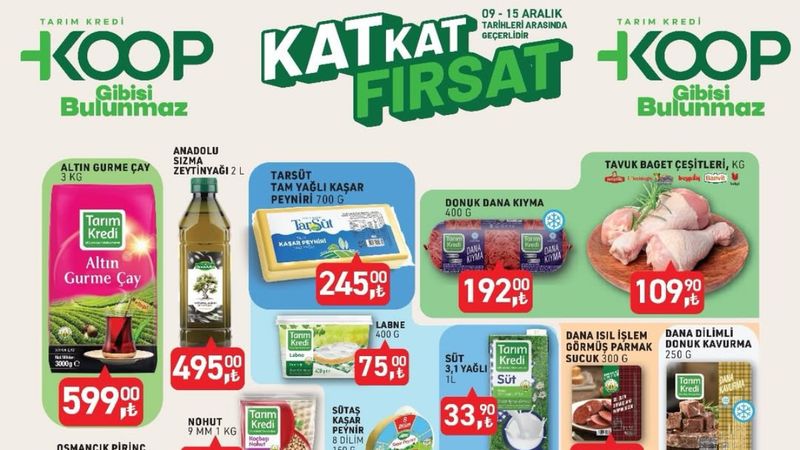TK KOOP Market 9-15 Aralık 2025: Kıyma 192.00 TL, tavuk 109.90 TL, sucuk 175.00 TL...