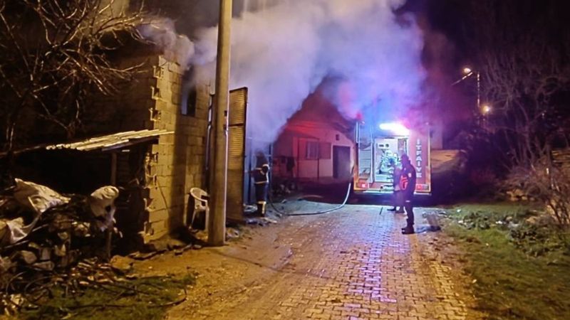 Uşak’ta samanlıkta çıkan yangında 5 koyun öldü