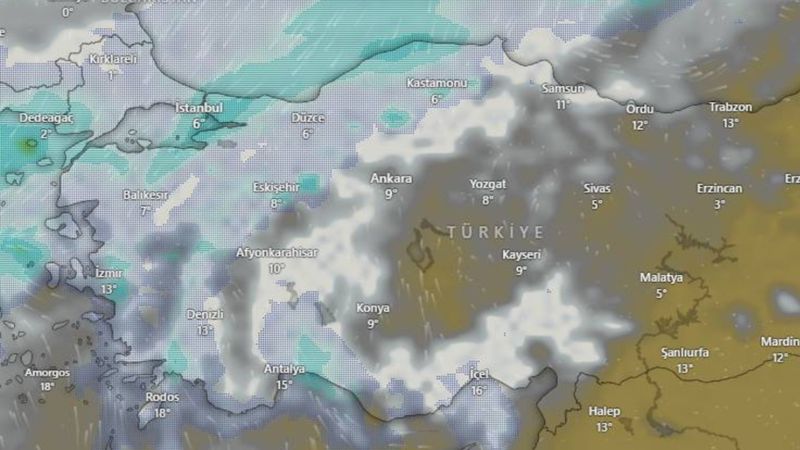 Harita beyaza bürünüyor: Kar yağışı 26 ili etkileyecek