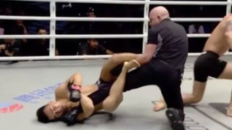 Hakemi rakip sanan dövüşçü