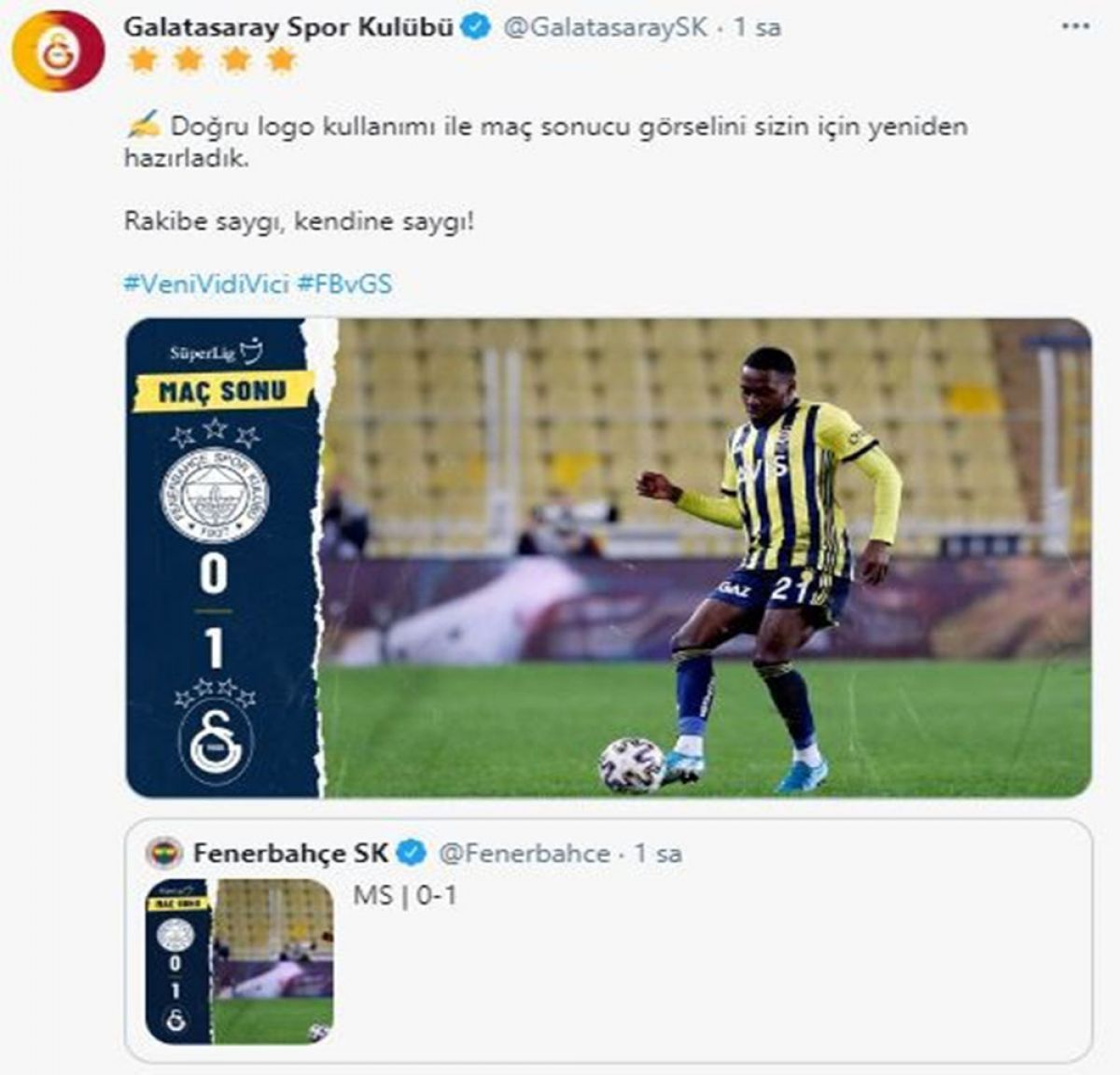 Galatasaray’dan Fenerbahçe’ye sosyal medyadan cevap #1