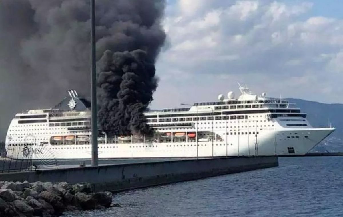 Fire on luxury cruise ship in Greece #2