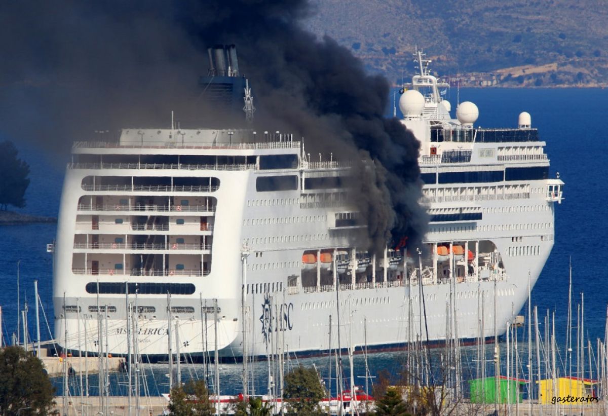 Fire on luxury cruise ship #1 in Greece