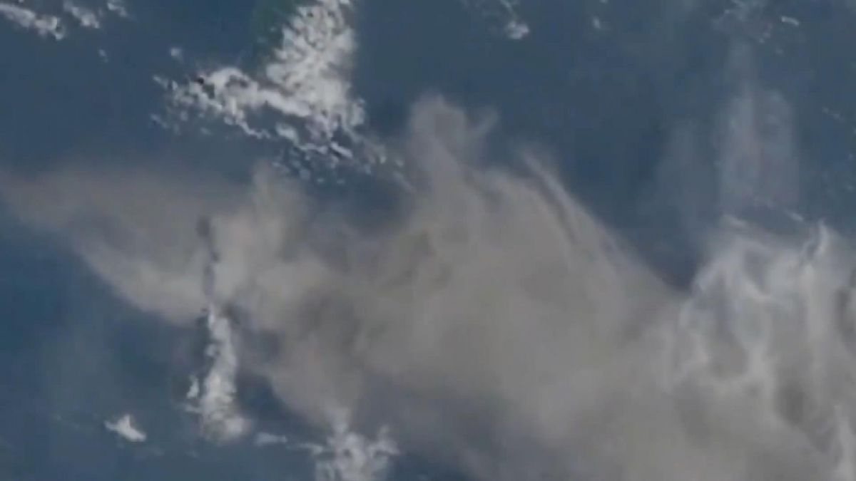 Eruption of La Soufriere Volcano seen from satellite #2